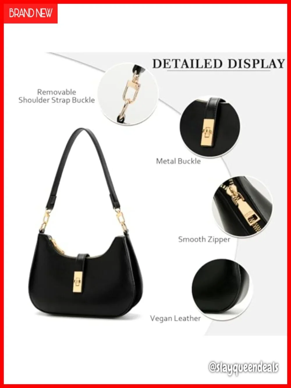 Vegan Leather Hobo Crossbody Bag with Zipper Closure